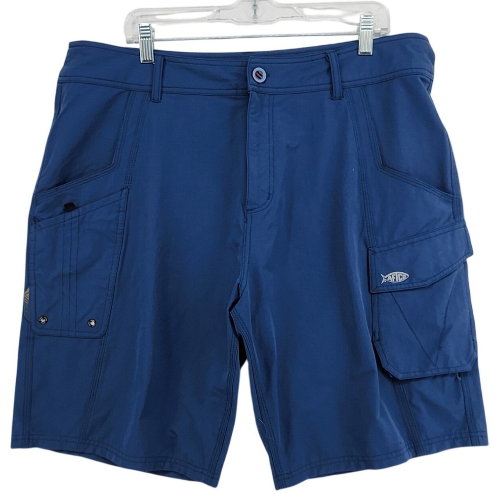 AFTCO 40 Blue Fishing Cargo Shorts Men Utility Outdoor Performance Angler Sport